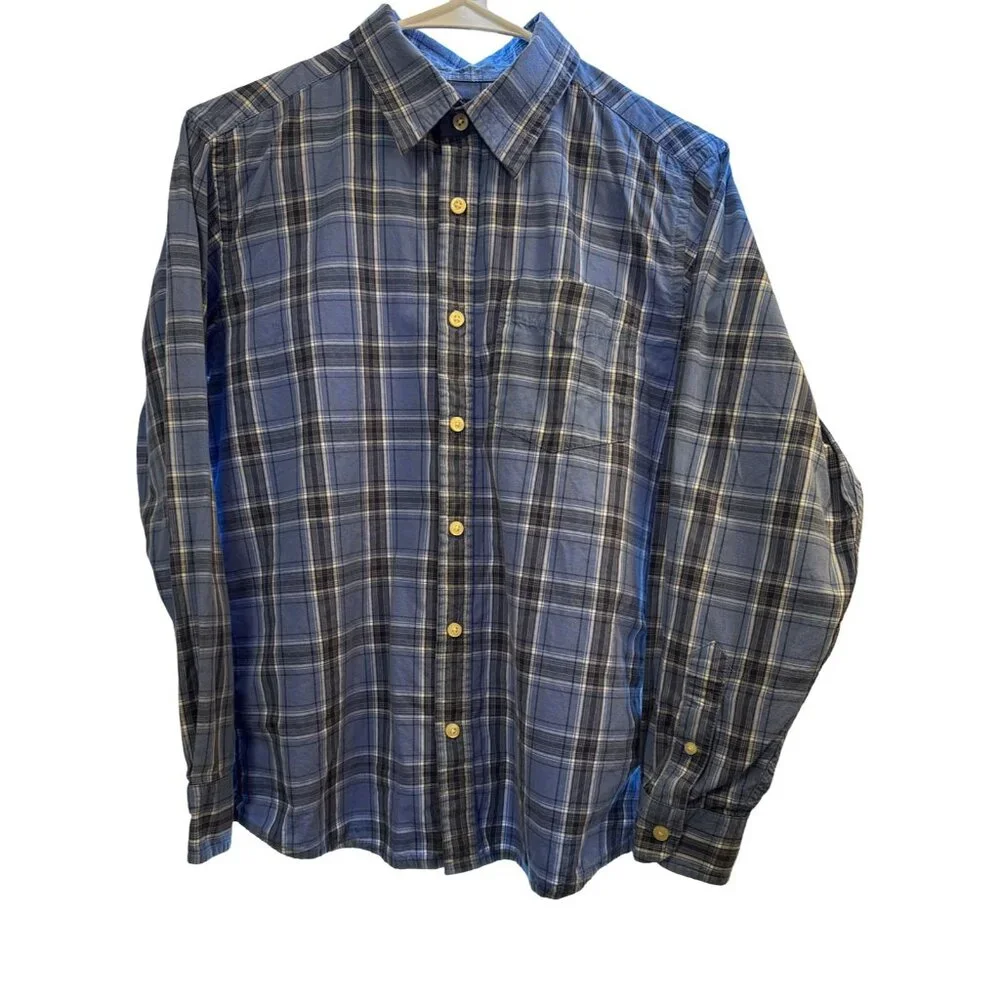 Urban Pipeline Boys Blue Plaid Button-Down Shirt L 14/16 Long‎ Sleeve Casual